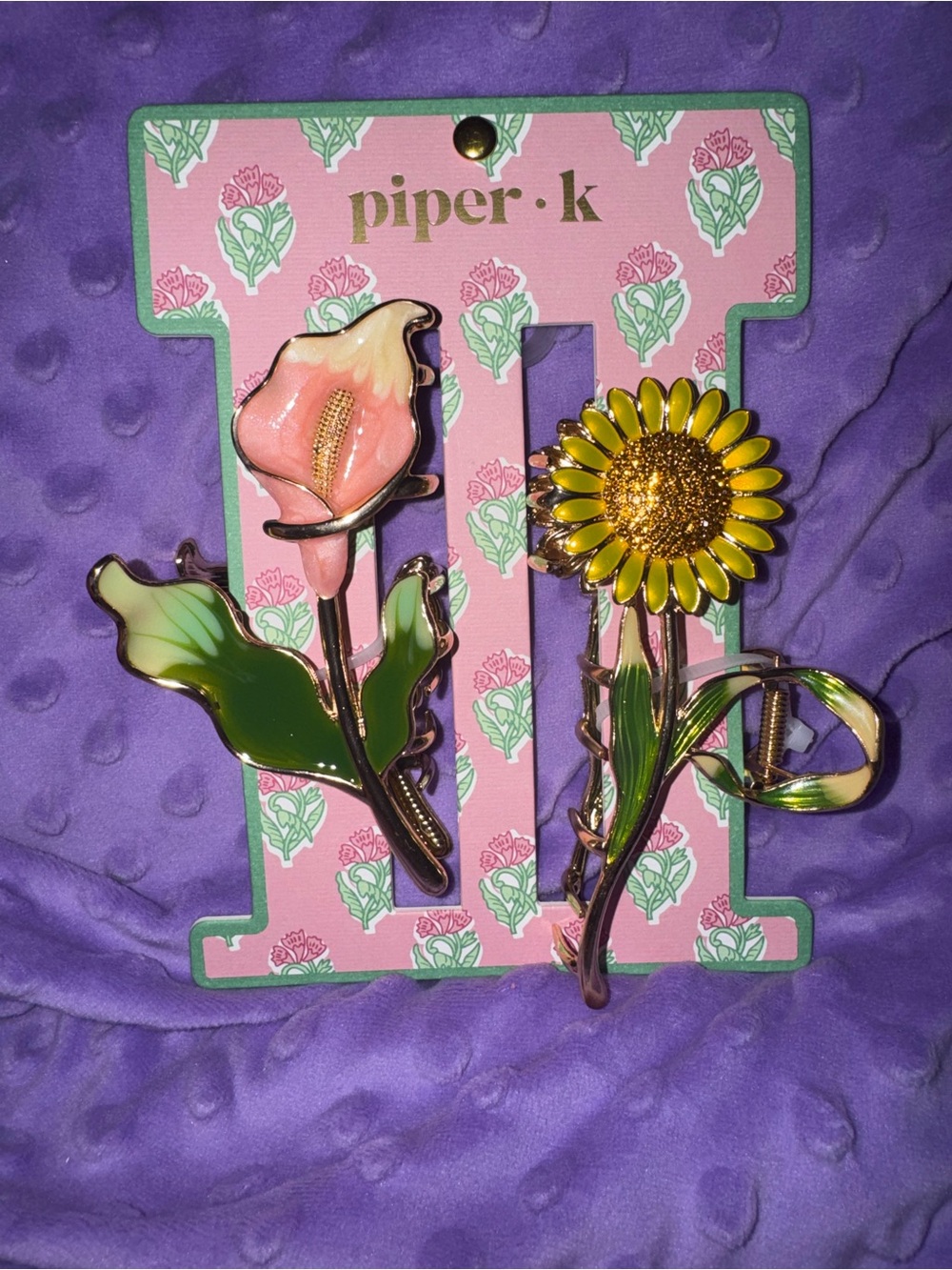 🌻piper•k Floral Enamel Pin Set - Pink Calla & Yellow sunflower 🌻